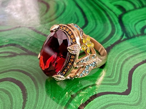 Vintage ruby red studded gold - ruby,