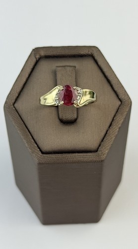 Ruby and diamond 9ct - and,