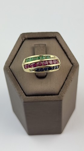 Ruby emerald sapphire - 9ct, gold