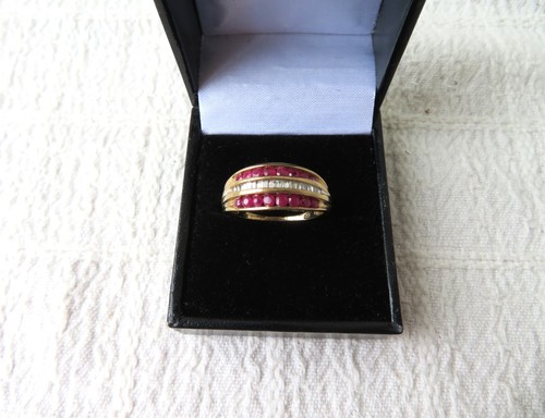 Vintage 9ct yellow gold ruby - yellow, gold,