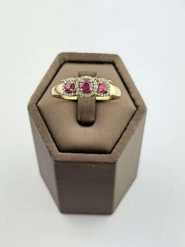 Ruby and diamond 9ct gold - ruby,