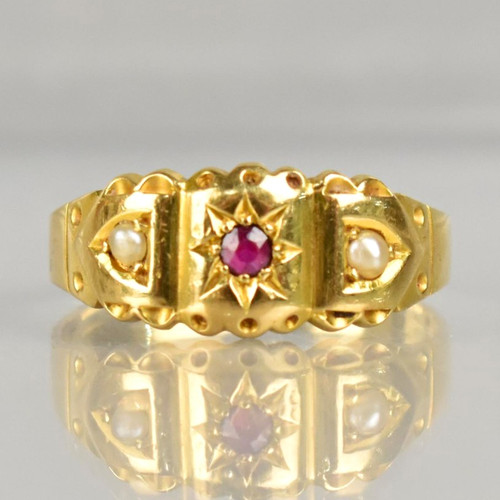 18ct yellow gold - gold, red