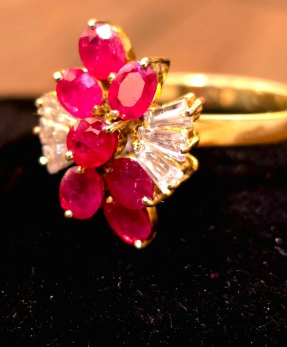 Vintage 14ct diamond ruby ring