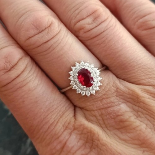 Vintage silver plated ruby - , red