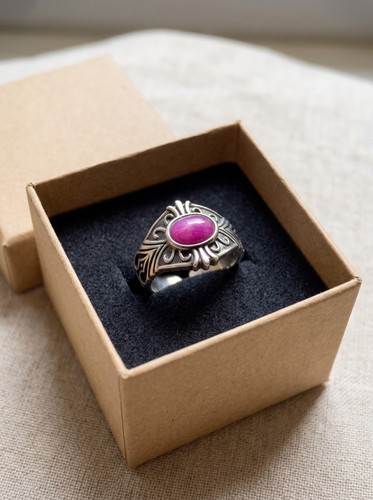 Natural ruby adjustable ring - natural,