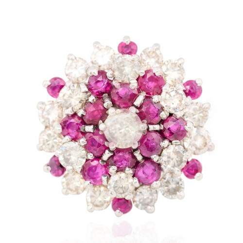 Ruby diamond floral cluster - ruby,