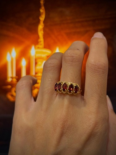10k vintage garnet - vintage, filigree