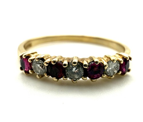 9ct gold ruby diamond ring - 9ct,