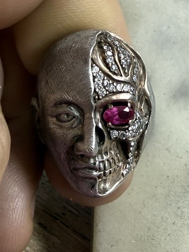 Vintage silver skull ring size - vintage,