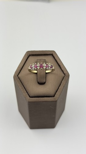 Ruby and diamond 9ct gold - ruby,