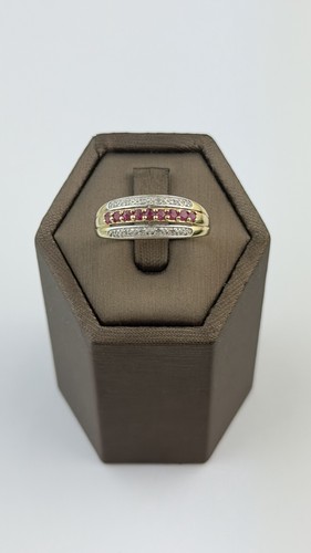Ruby and diamond 9ct - and,