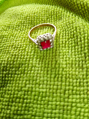 Vintage 9ct ruby diamond - vintage, halo
