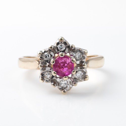 Vintage ruby diamond halo ring - diamond,