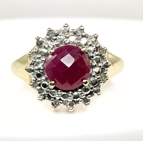 9ct gold ruby - ruby, cluster