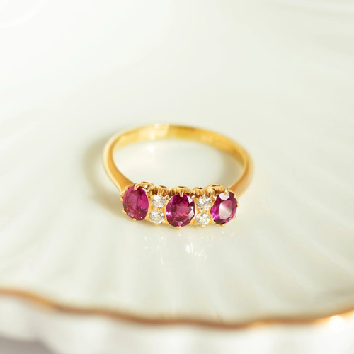 585 yellow gold ruby diamond - ruby,