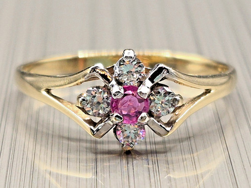 Vintage 9ct gold ruby - ruby, &