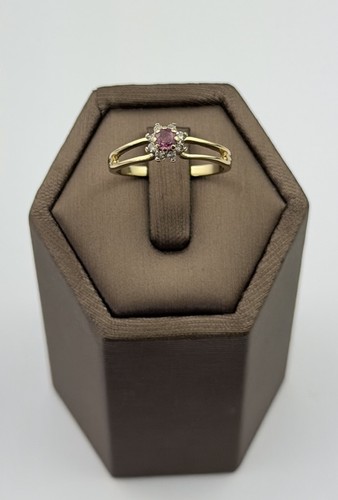Ruby and diamond 9ct - and,