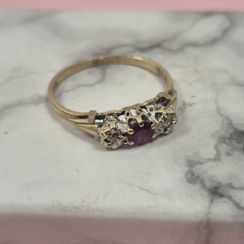Vtg 9ct gold ruby diamond - vtg,