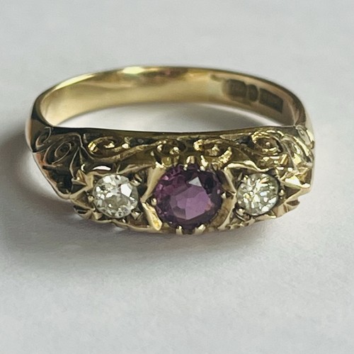 9ct gold natural ruby diamond - natural,