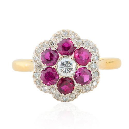 Ruby diamond floral cluster - ruby,