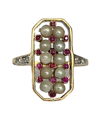 Antique edwardian pearl - antique, ruby